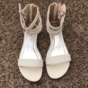 Bamboo triple strap platforms